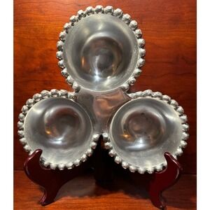 Vintage Threshold Triple 9" Serving Bowl 3 Section Silver Aluminum Table Server
